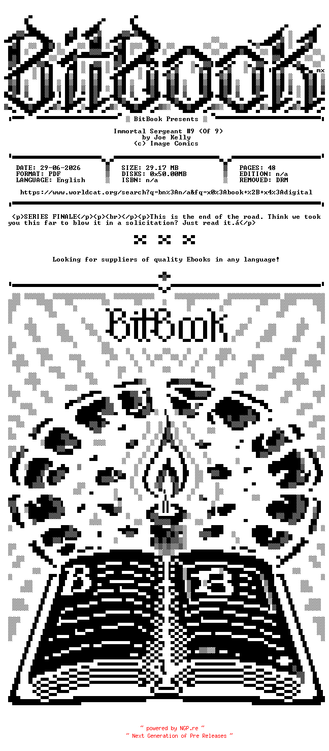 NFO for the release Image.Comics.-.Immortal.Sergeant.No.09.Of.9.2023.Retail.Comic.eBook-BitBook by BitBook