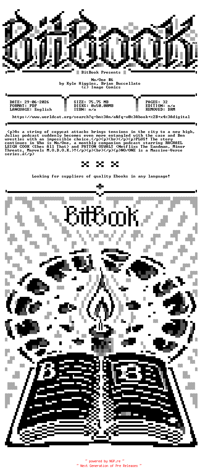 NFO for the release Image.Comics.-.No.One.No.06.2023.Retail.Comic.eBook-BitBook by BitBook