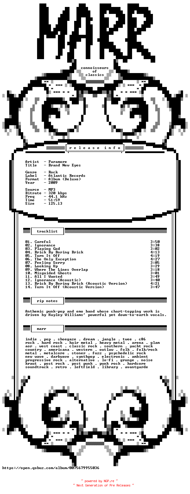 NFO for the release Paramore-Brand_New_Eyes-Deluxe_Edition-WEB-2009-MARR by MARR