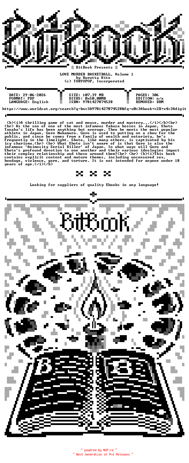 NFO for the release TOKYOPOP.-.LOVE.MURDER.BASKETBALL.Vol.01.2023.Retail.Comic.eBook-BitBook by BitBook