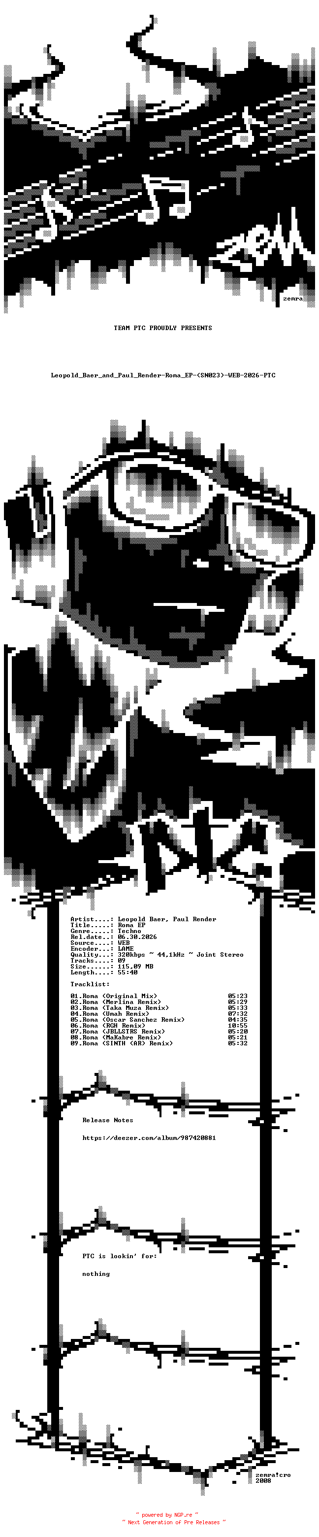 NFO for the release Leopold_Baer_and_Paul_Render-Roma_EP-(SN023)-WEB-2026-PTC by PTC