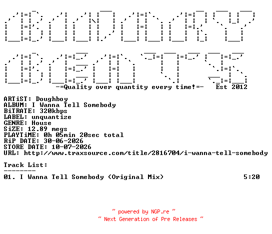 NFO for the release Doughboy-I_Wanna_Tell_Somebody-(UNQTZ445)-SINGLE-WEB-2026-BB by BB
