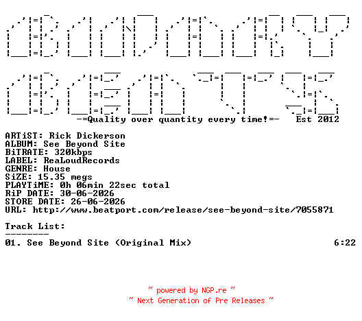 NFO for the release Rick_Dickerson-See_Beyond_Site-(CAT1908863)-SINGLE-WEB-2026-BB by BB