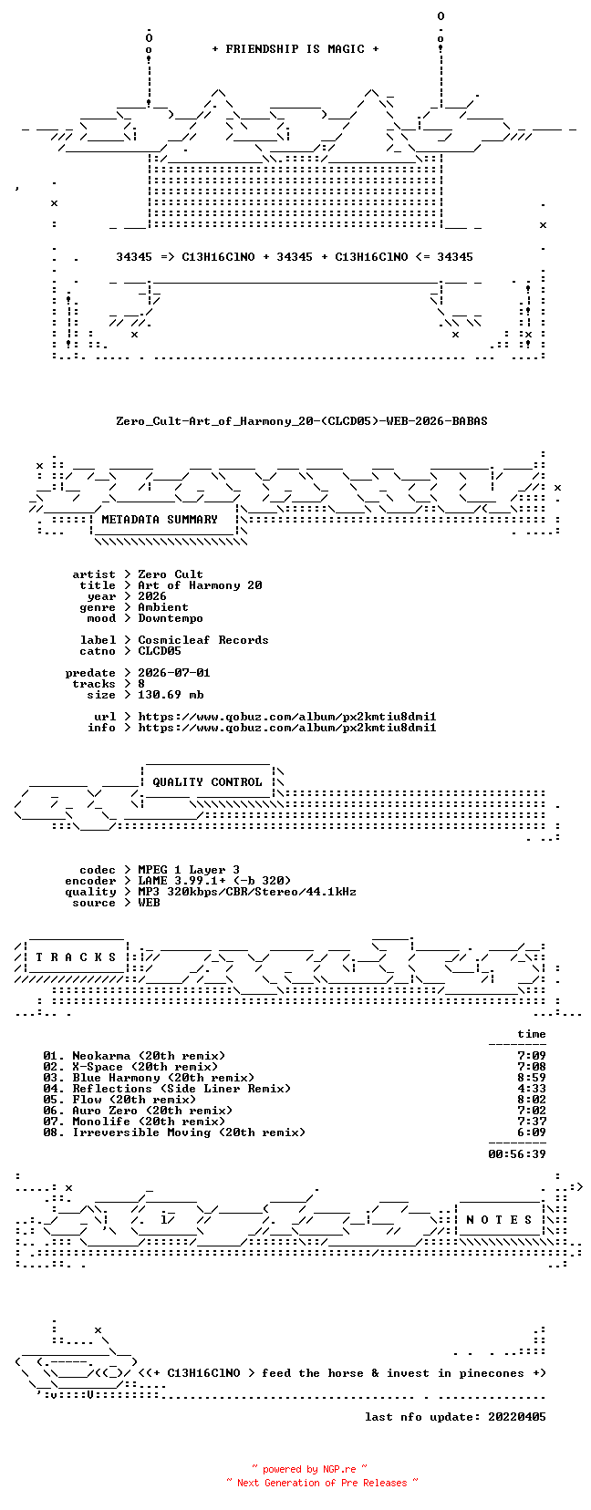 NFO for the release Zero_Cult-Art_of_Harmony_20-(CLCD05)-WEB-2026-BABAS by BABAS