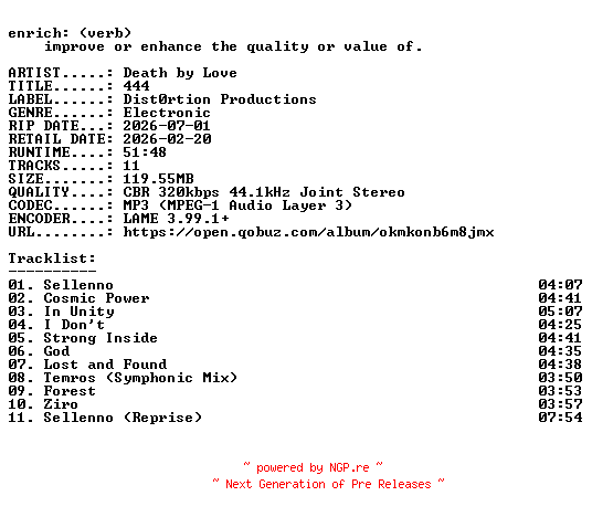 NFO for the release Death_by_Love-444-WEB-2026-ENRiCH by ENRiCH