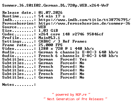 NFO for the release Sommer.36.S01E02.German.DL.720p.WEB.x264-WvF by WvF