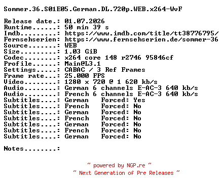 NFO for the release Sommer.36.S01E05.German.DL.720p.WEB.x264-WvF by WvF