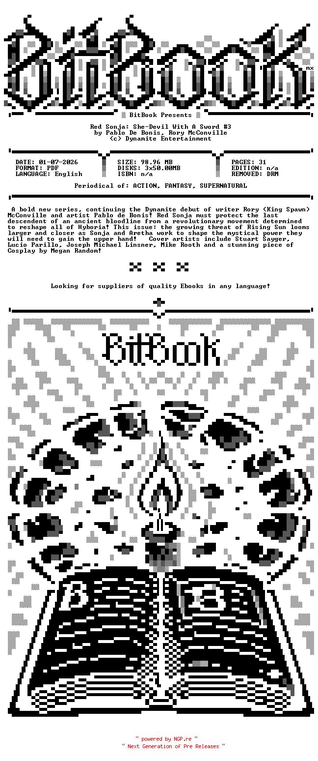NFO for the release Dynamite.-.Red.Sonja.She.Devil.With.A.Sword.No.03.2026.Hybrid.Comic.eBook-BitBook by BitBook