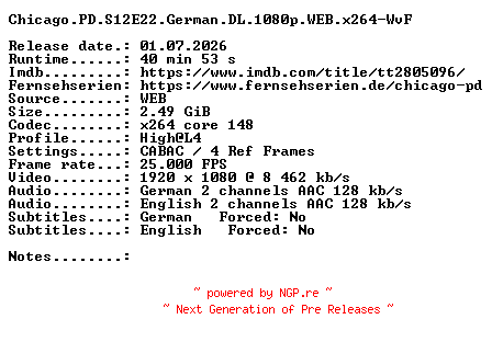 NFO for the release Chicago.PD.S12E22.German.DL.1080p.WEB.x264-WvF by WvF