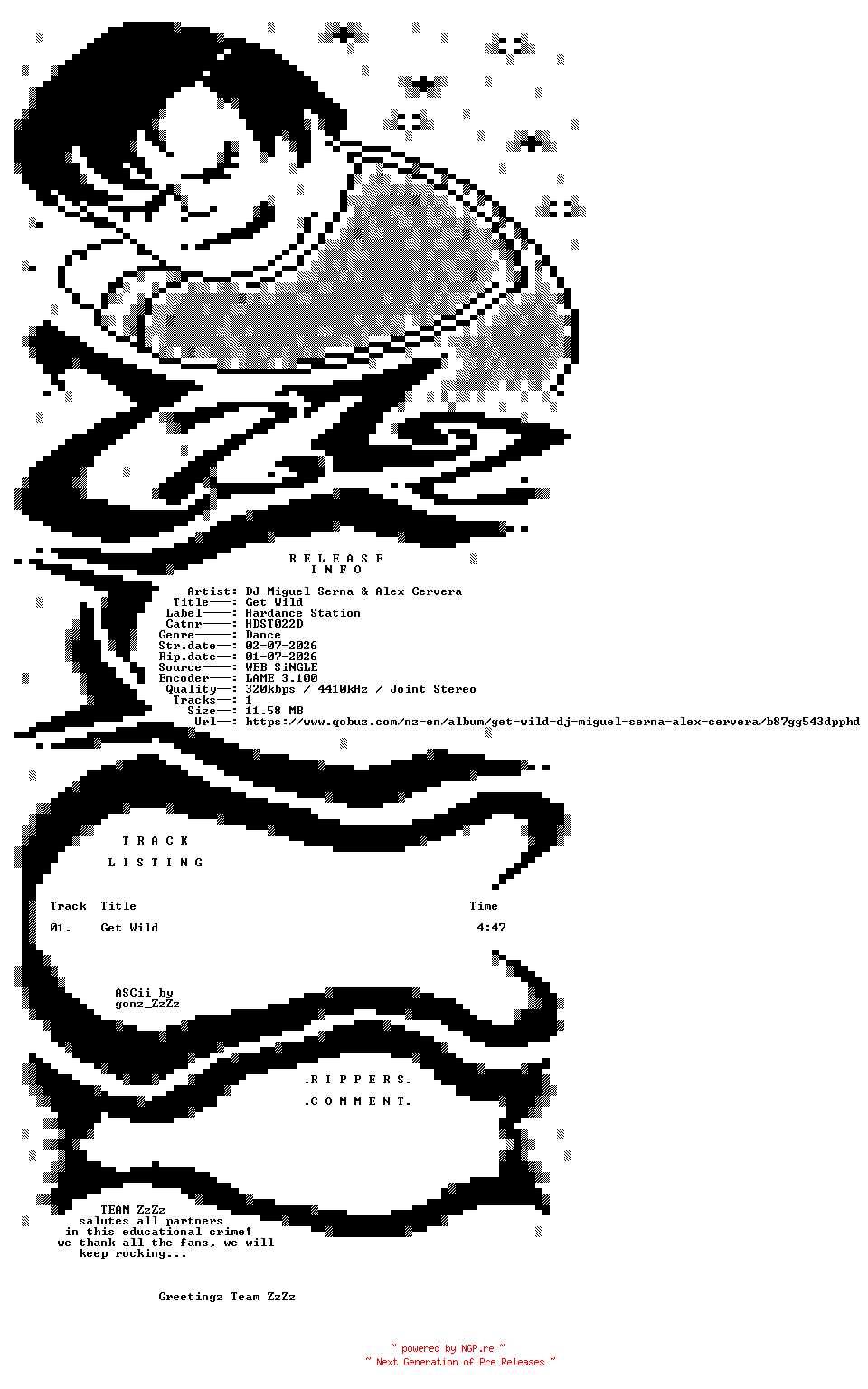 NFO for the release DJ_Miguel_Serna_and_Alex_Cervera_-_Get_Wild-(HDST022D)-SINGLE-WEB-2026-ZzZz by ZzZz