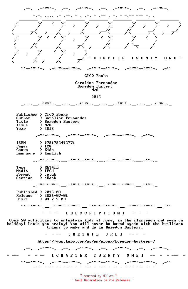 NFO for the release CICO.Books.-.Boredom.Busters.2015.RETAIL.EPUB.eBook-CTO by CTO