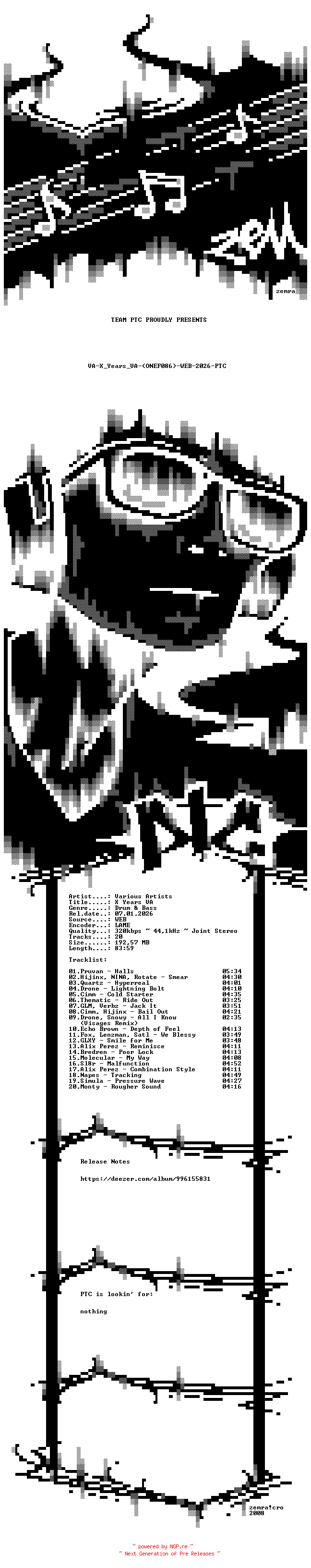 NFO for the release VA-X_Years_VA-(ONEF086)-WEB-2026-PTC by PTC
