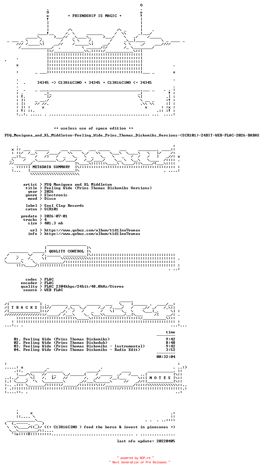 NFO for the release FSQ_Moniquea_and_XL_Middleton-Feeling_Wide_Prins_Thomas_Diskomiks_Versions-(SCR101)-24BIT-WEB-FLAC-2026-BABAS by BABAS