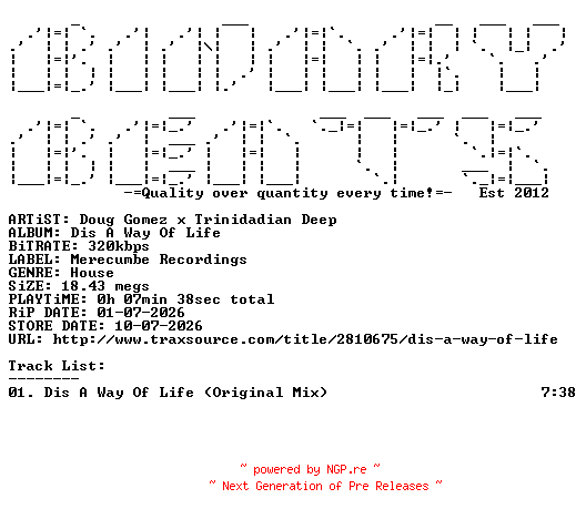 NFO for the release Doug_Gomez_x_Trinidadian_Deep-Dis_A_Way_Of_Life-(MREC344)-SINGLE-WEB-2026-BB by BB