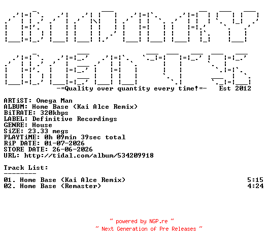 NFO for the release Omega_Man-Home_Base_(Kai_Alce_Remix)-(DEFCLAS031)-WEB-2026-BB by BB
