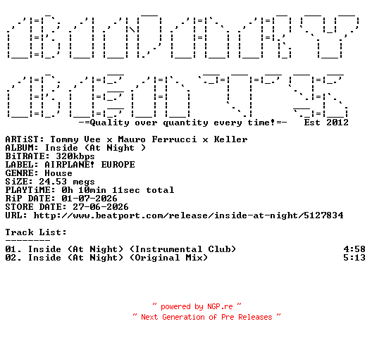 NFO for the release Tommy_Vee_x_Mauro_Ferrucci_x_Keller-Inside_(At_Night)-(ARPE112)-WEB-2026-BB by BB