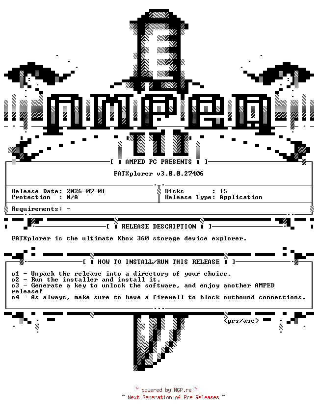 NFO for the release FATXplorer.x86.x64.v3.0.0.27406.BETA-AMPED by AMPED