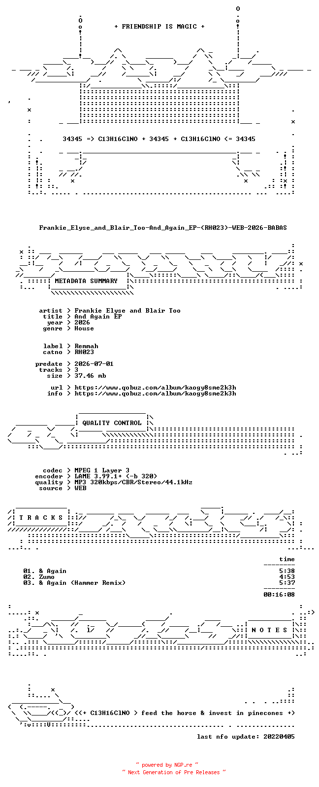 NFO for the release Frankie_Elyse_and_Blair_Too-And_Again_EP-(RH023)-WEB-2026-BABAS by BABAS