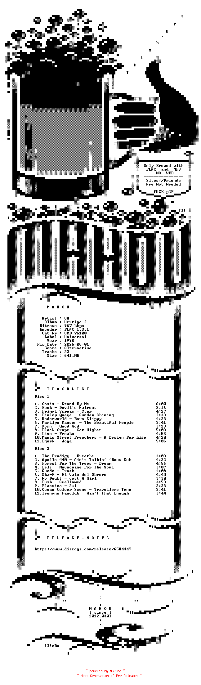 NFO for the release VA-Vertigo_3-2CD-FLAC-1998-MAHOU by MAHOU