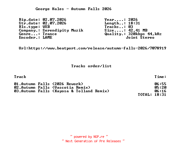 NFO for the release George_Hales_-_Autumn_Falls_2026-(SDM164)-WEB-2026-FMC by FMC