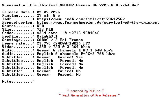 NFO for the release Survival.of.the.Thickest.S03E07.German.DL.720p.WEB.x264-WvF by WvF