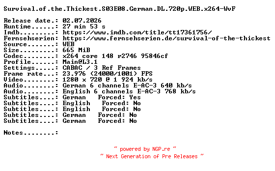 NFO for the release Survival.of.the.Thickest.S03E08.German.DL.720p.WEB.x264-WvF by WvF