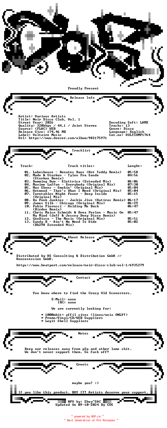NFO for the release VA-Noir_Disco_Club_Vol._1-(VOLTCOMP1764)-WEB-2026-COS by COS