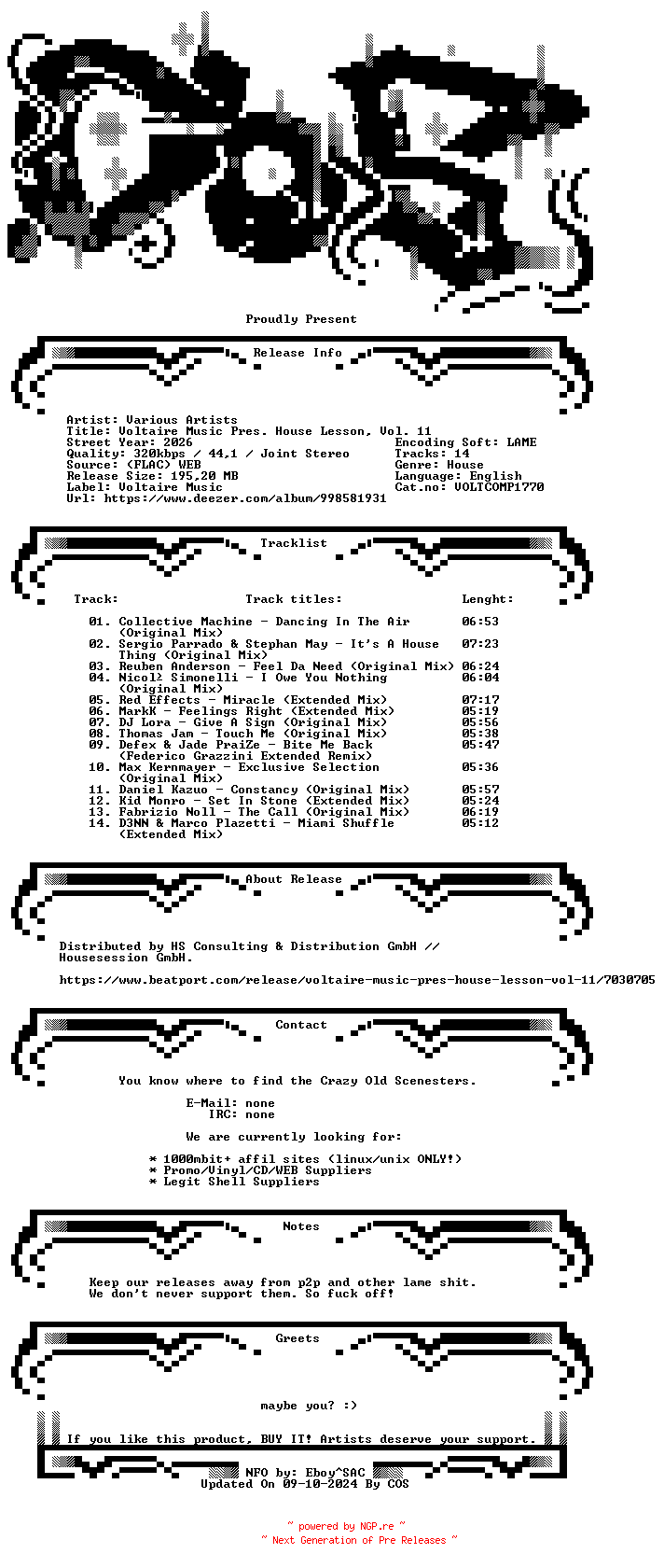NFO for the release VA-Voltaire_Music_Pres._House_Lesson_Vol._11-(VOLTCOMP1770)-WEB-2026-COS by COS