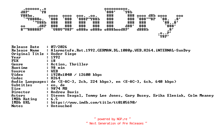 NFO for the release Alarmstufe.Rot.1992.GERMAN.DL.1080p.WEB.H264.iNTERNAL-SunDry by SunDry