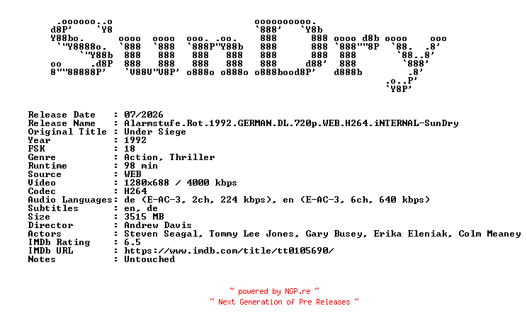 NFO for the release Alarmstufe.Rot.1992.GERMAN.DL.720p.WEB.H264.iNTERNAL-SunDry by SunDry