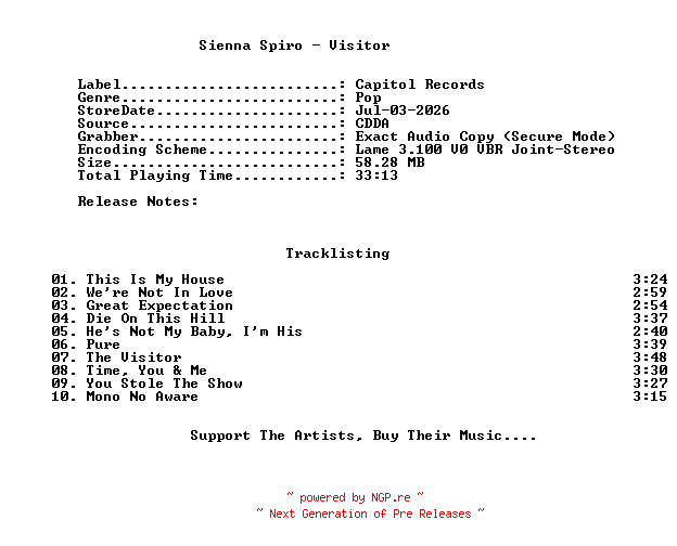 NFO for the release Sienna_Spiro-Visitor-2026-C4 by C4
