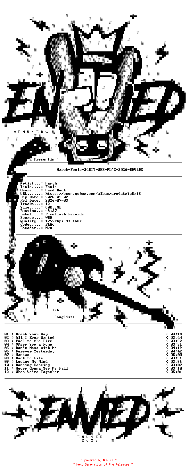 NFO for the release Harsh-Feels-24BIT-WEB-FLAC-2026-ENViED by ENViED