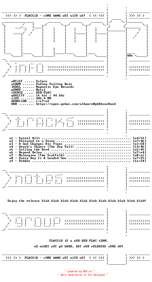 NFO for the release Solace-Fading_Failing_Ruin-16BIT-WEB-FLAC-2026-FLACCiD by FLACCiD