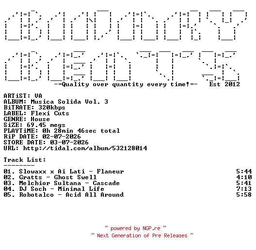 NFO for the release VA-Musica_Solida_Vol._3-(FLEX033)-WEB-2026-BB by BB