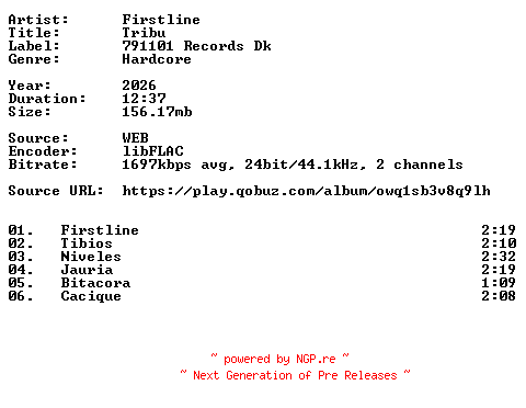 NFO for the release Firstline-Tribu-24BIT-WEB-FLAC-2026-VEXED by VEXED