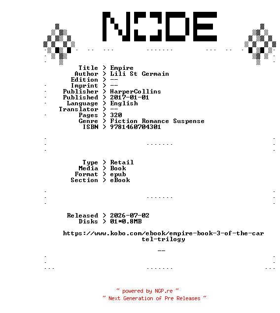 NFO for the release Lili.St.Germain.Empire.2017.RETAiL.EPUB.eBook-NODE by NODE