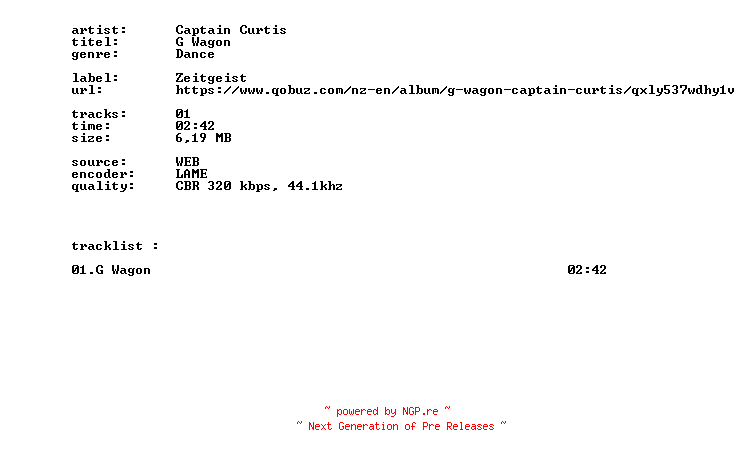 NFO for the release Captain_Curtis_-_G_Wagon-SINGLE-WEB-2026-BITCOINS by BITCOINS