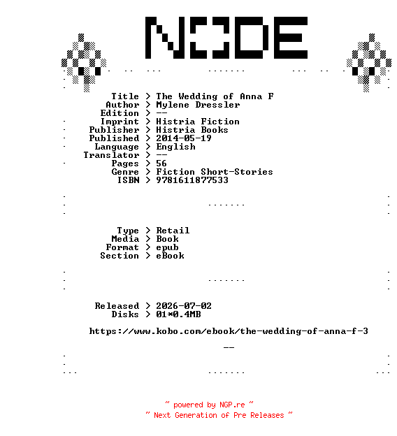NFO for the release Mylene.Dressler.The.Wedding.of.Anna.F.2014.RETAiL.EPUB.eBook-NODE by NODE