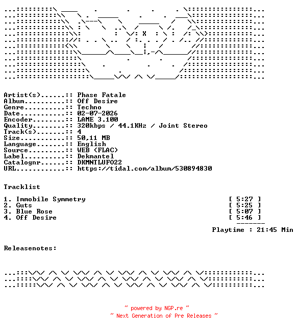 NFO for the release Phase_Fatale-Off_Desire-DKMNTLUFO22-WEB-2026-WAV by WAV