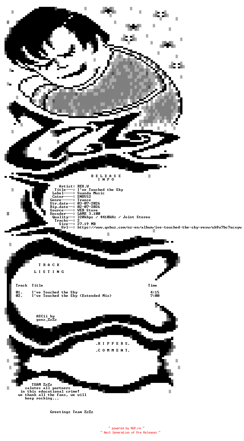 NFO for the release REX.W_-_Ive_Touched_The_Sky-(SND552)-WEB-2026-ZzZz by ZzZz