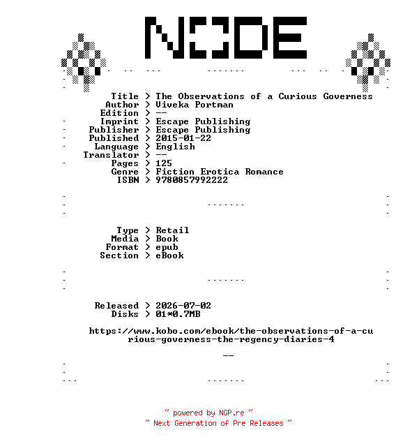 NFO for the release Viveka.Portman.The.Observations.of.a.Curious.Governess.2015.RETAiL.EPUB.eBook-NODE by NODE