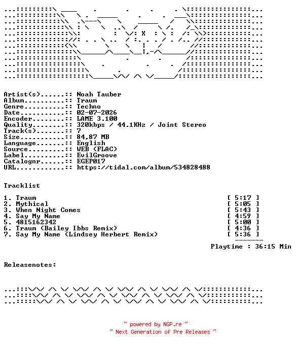 NFO for the release Noah_Tauber-Traum-EGEP017-WEB-2026-WAV by WAV