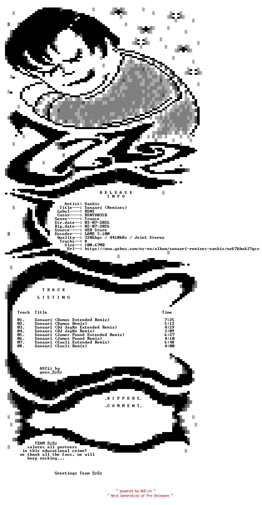 NFO for the release Vanhis_-_Sonaari_(Remixes)-(RSNTV035R)-WEB-2026-ZzZz by ZzZz