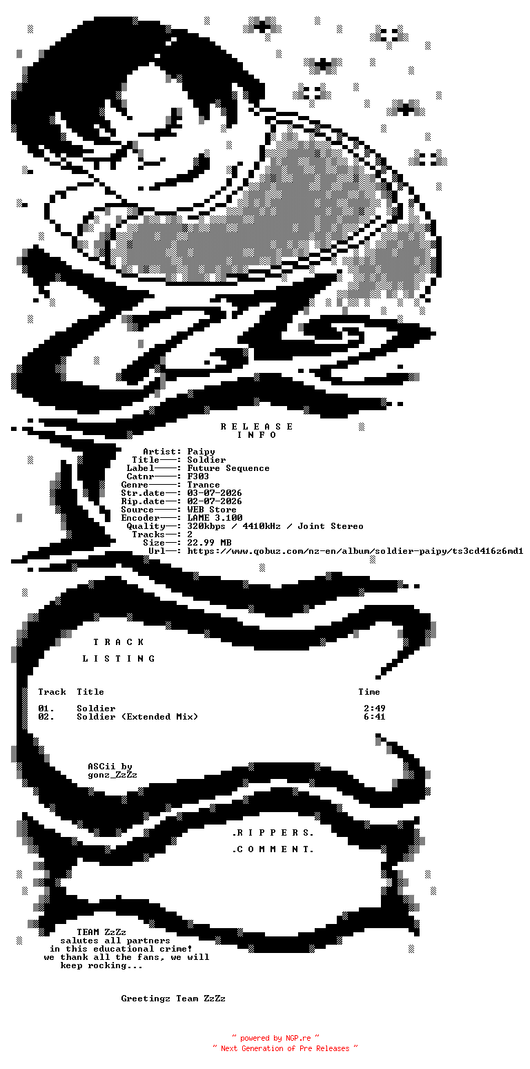 NFO for the release Paipy_-_Soldier-(F303)-WEB-2026-ZzZz by ZzZz