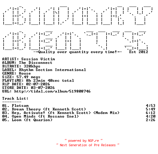 NFO for the release Session_Victim-The_Disconnect-(RS0079D)-WEB-2026-BB by BB