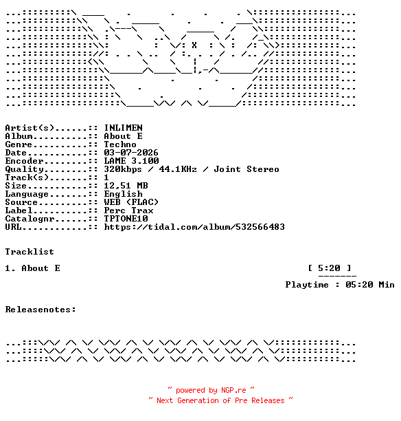 NFO for the release INLIMEN-About_E-TPTONE10-SINGLE-WEB-2026-WAV by WAV