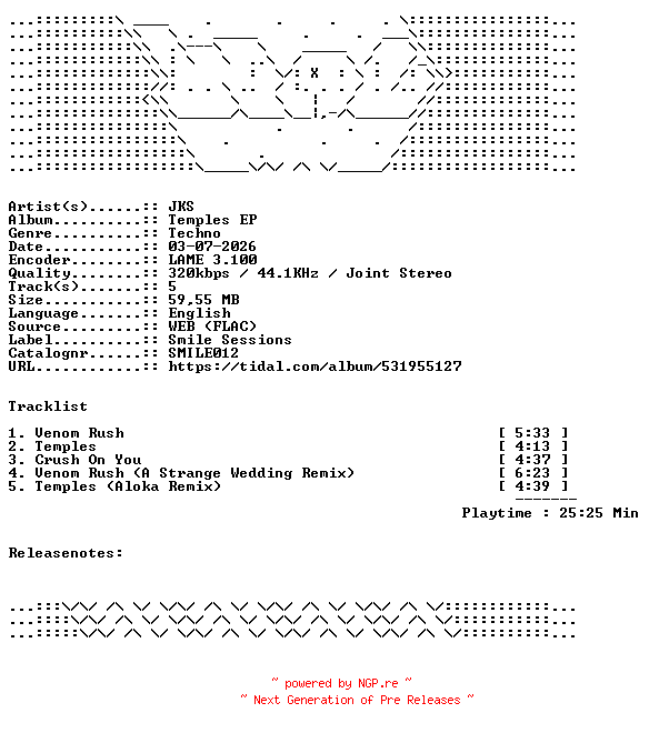 NFO for the release JKS-Temples_EP-SMILE012-WEB-2026-WAV by WAV