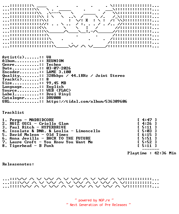 NFO for the release VA-REUNION-DRV008-WEB-2026-WAV by WAV