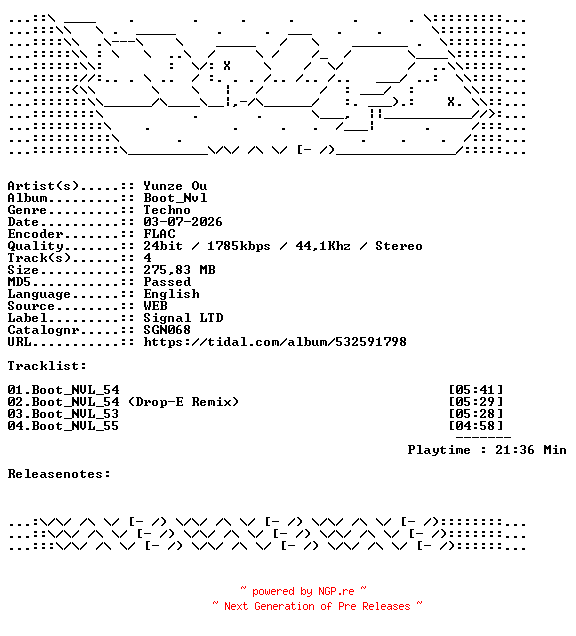 NFO for the release Yunze_Ou-Boot_Nvl-SGN068-24BIT-WEB-FLAC-2026-WAVED by WAVED