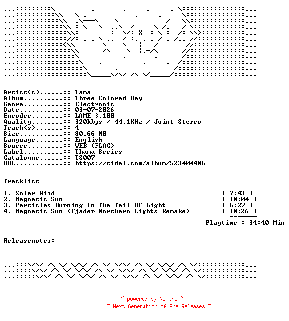 NFO for the release Tama-Three-Colored_Ray-TS007-WEB-2026-WAV by WAV